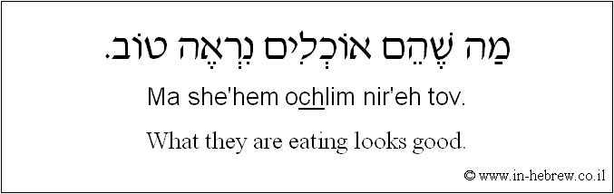 English to Hebrew: What they are eating looks good.