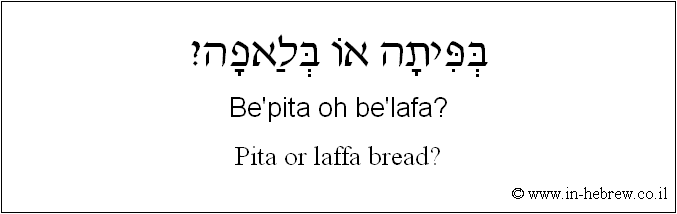 English to Hebrew: Pita or laffa bread?