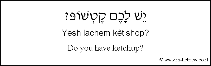 English to Hebrew: Do you have ketchup?