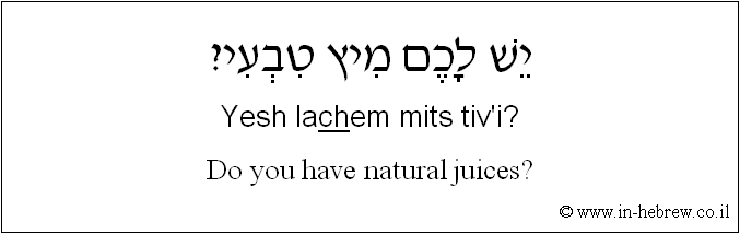 English to Hebrew: Do you have natural juices?