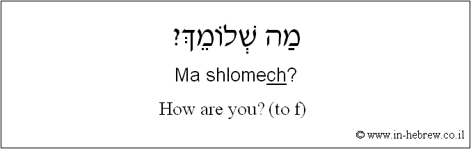 English to Hebrew: How are you? ( to f) 