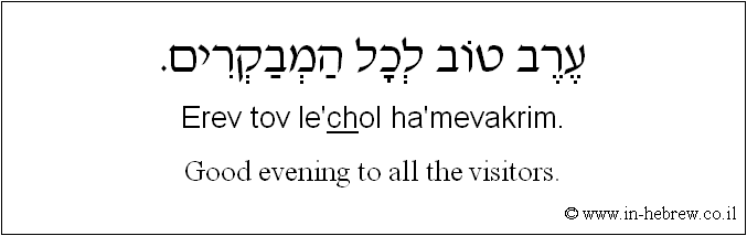 English to Hebrew: Good evening to all the visitors.