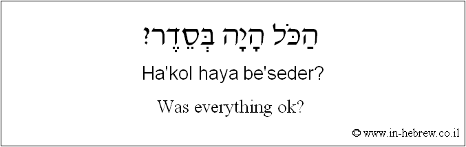 English to Hebrew: Was everything ok? 