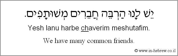 English to Hebrew: We have many common friends.