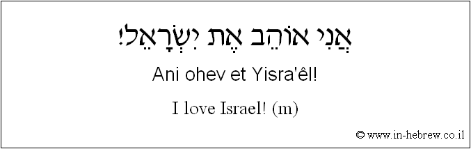 English to Hebrew: I love Israel! ( m )