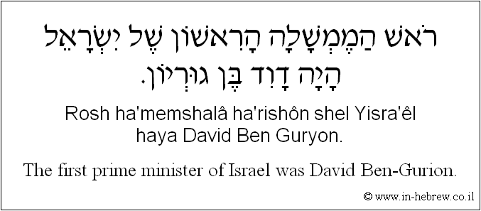 English to Hebrew: The first prime minister of Israel was David Ben-Gurion.