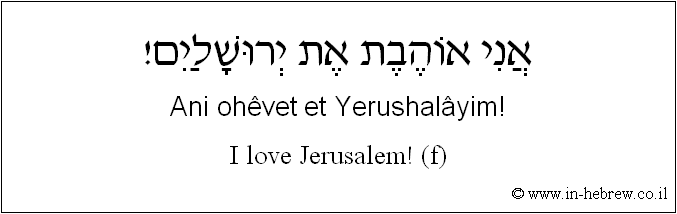 English to Hebrew: I love Jerusalem! ( f )