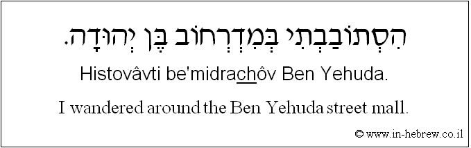 English to Hebrew: I walked around the Ben Yehuda street mall.
