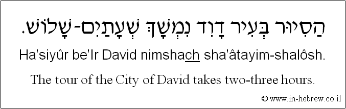 English to Hebrew: The tour of the City of David takes two-three hours.