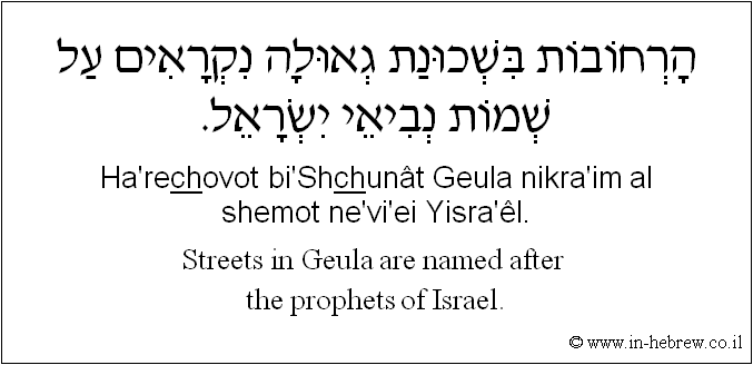 English to Hebrew: Streets in Geula are named after the prophets of Israel.