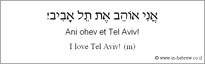 English to Hebrew: I love Tel Aviv! ( m )