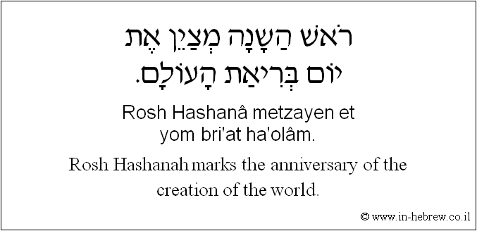 English to Hebrew: Rosh Hashanah marks the anniversary of the creation of the world.