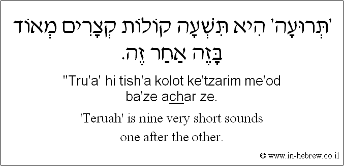 English to Hebrew: 'Teruah' is nine very short sounds one after the other.