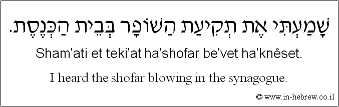 English to Hebrew: I heard the shofar blowing in the synagogue.