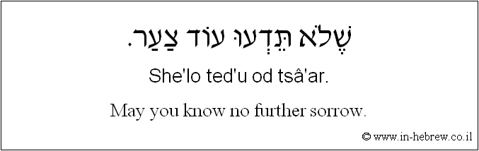 English to Hebrew: May you know no further sorrow.