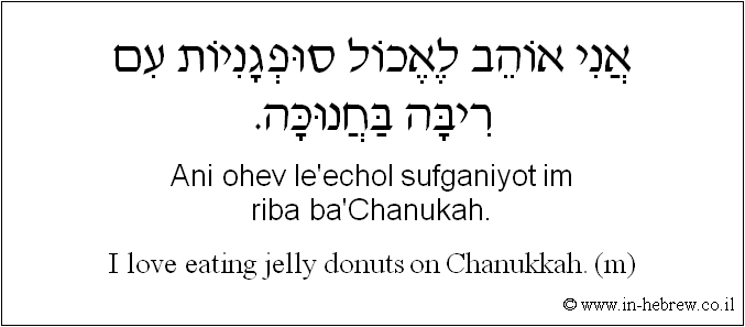 English to Hebrew: I love eating jelly donuts on Chanukkah. ( m )