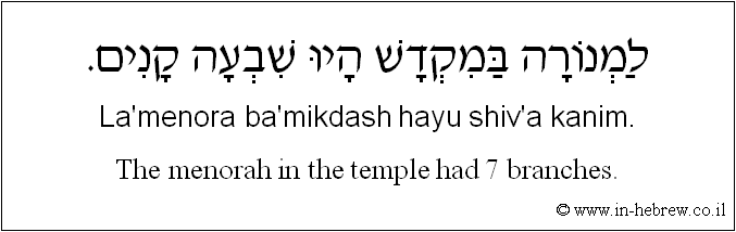 English to Hebrew: The menorah in the temple had 7 branches.