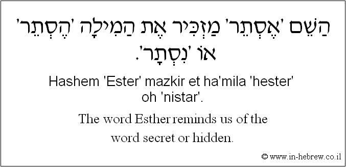 English to Hebrew: The word Esther reminds us of the word secret or hidden.