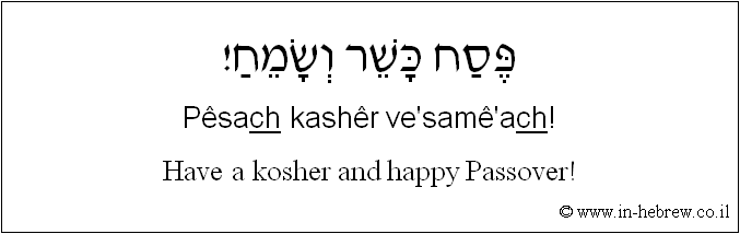 English to Hebrew: Have a kosher and happy Passover!