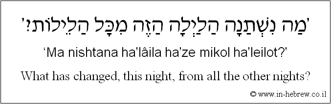 English to Hebrew: What has changed, this night, from all the other nights?