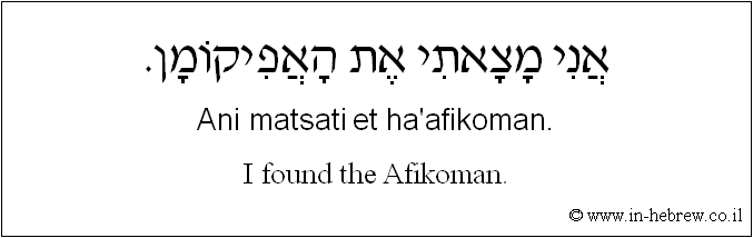 English to Hebrew: I found the Afikoman.