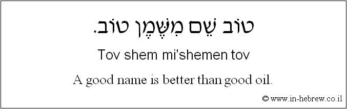 English to Hebrew: A good name is better than good oil.
