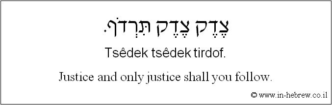 English to Hebrew: Justice and only justice shall you follow.