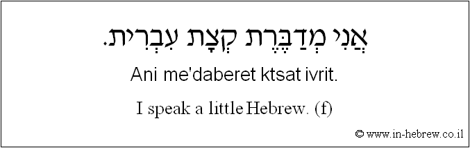 English to Hebrew: I speak a little Hebrew. ( f )