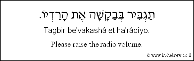 English to Hebrew: Please raise the radio volume.