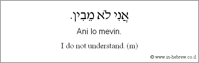 English to Hebrew: I do not understand. ( m )