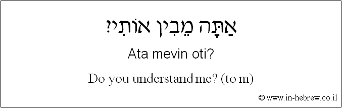English to Hebrew: Do you understand me? ( to m )