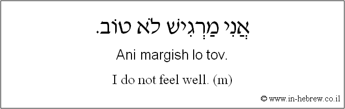 English to Hebrew: I do not feel well. ( m )