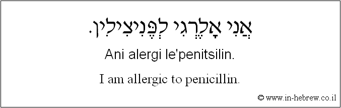 English to Hebrew: I am allergic to penicillin.
