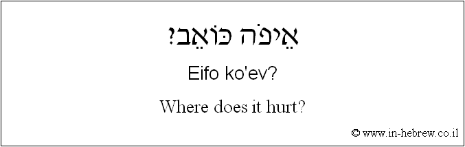 English to Hebrew: Where does it hurt?