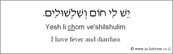 English to Hebrew: I have fever and diarrhea.