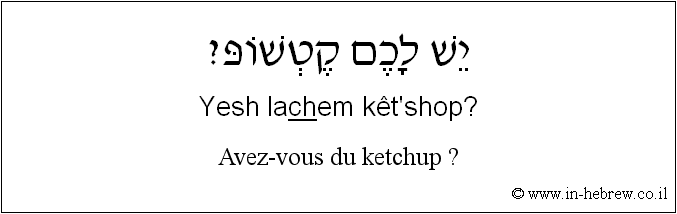 Français à l'hébreu: Avez-vous du ketchup ?