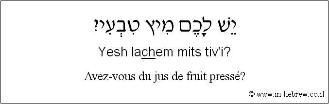 Français à l'hébreu: Avez-vous du jus de fruit pressé?