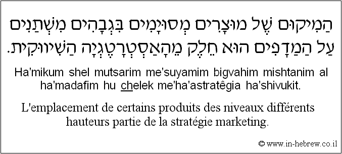 Français à l'hébreu: L’emplacement de certains produits des niveaux différents hauteurs partie de la stratégie marketing.