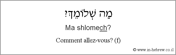 Français à l'hébreu: Comment allez-vous? (f)