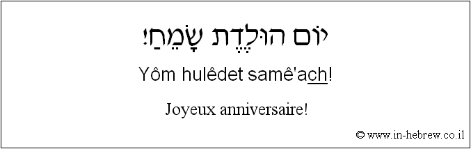 Apprenez L Hebreu Grace A Des Fichiers Audio 49 Joyeux Anniversaire