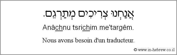Français à l'hébreu: Nous avons besoin d'un traducteur.