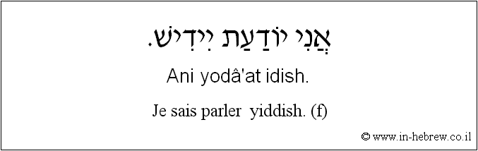 Français à l'hébreu: Je sais parler  yiddish. (f)