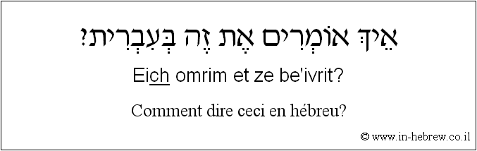 Français à l'hébreu: Comment dire ceci en hébreu?
