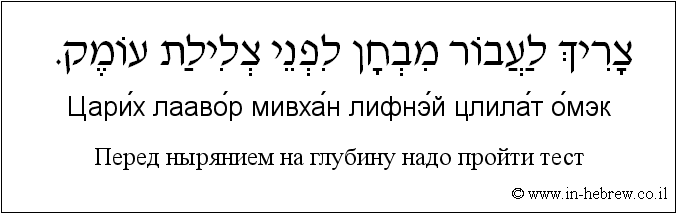 Иврит и русский: Перед нырянием на глубину надо пройти тест