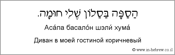Иврит и русский: Диван в моей гостиной коричневый