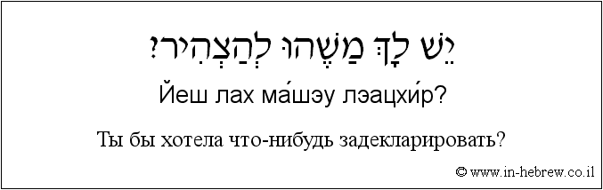 Иврит и русский: Ты бы хотела что-нибудь задекларировать?