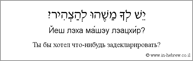 Иврит и русский: Ты бы хотел что-нибудь задекларировать?