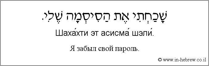 Иврит и русский: Я забыл свой пароль.