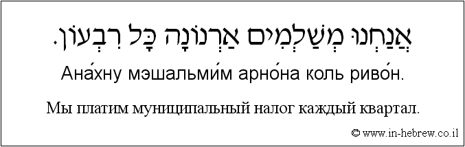 Иврит и русский: Мы платим муниципальный налог каждый квартал.