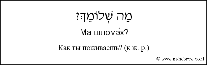 Иврит и русский: Как ты поживаешь? (к ж. р.)
